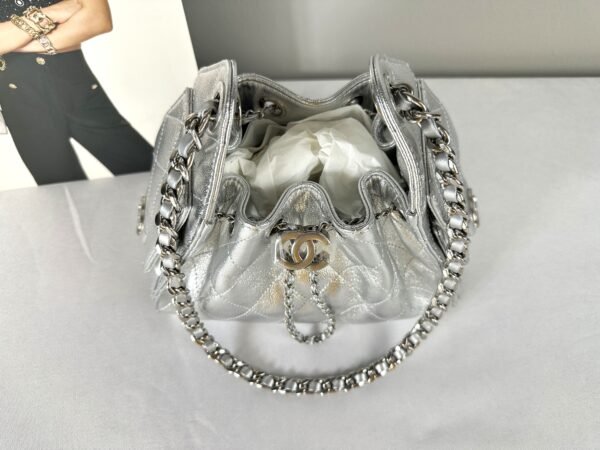 Chanel 26C Silver Caviar Mini 25 with Ruthenium Hardware