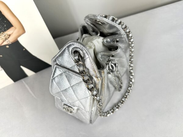 Chanel 26C Silver Caviar Mini 25 with Ruthenium Hardware