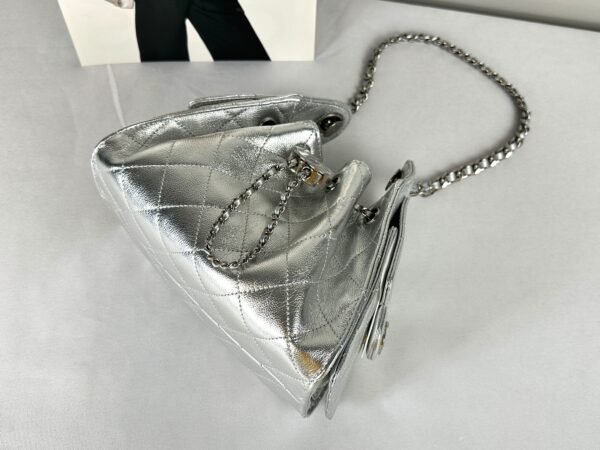 Chanel 26C Silver Caviar Mini 25 with Ruthenium Hardware