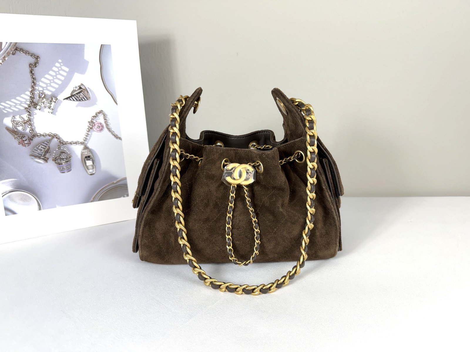 Chanel 26P Dark Brown Suede Mini 25