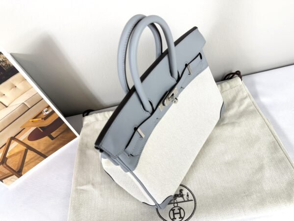 Hermès Gris Pantin Birkin 25 Canvas with Palladium Hardware