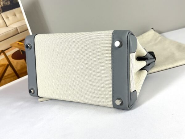 Hermès Gris Pantin Birkin 25 Canvas with Palladium Hardware