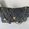 Chanel 25K Black Denim Maxi Hobo Bag