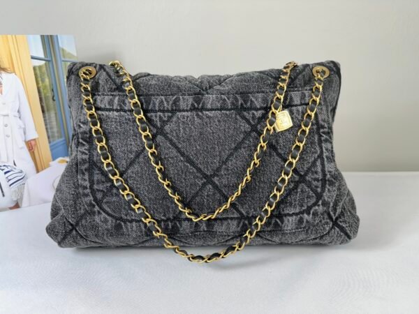 Chanel 25K Black Denim Maxi Hobo Bag