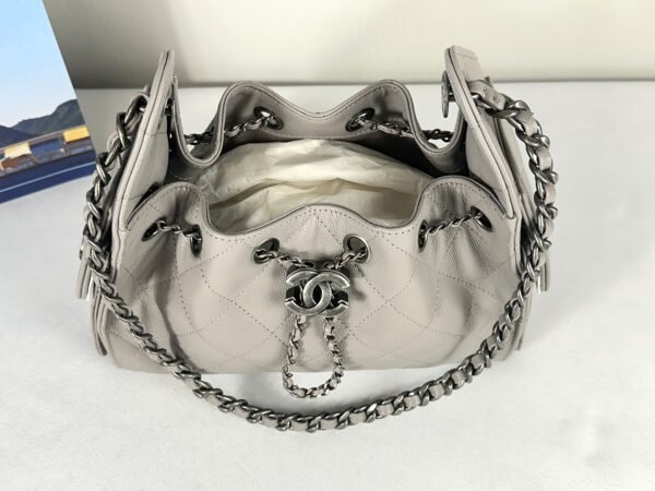 Chanel 26P Grey Caviar Mini 25 Bag with Ruthenium Hardware