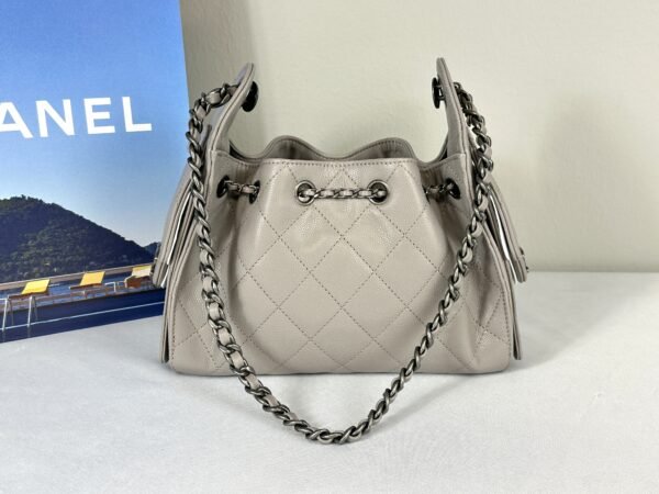 Chanel 26P Grey Caviar Mini 25 Bag with Ruthenium Hardware