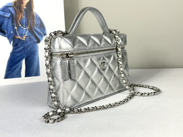 Chanel 26P Silver Caviar Slim Vanity