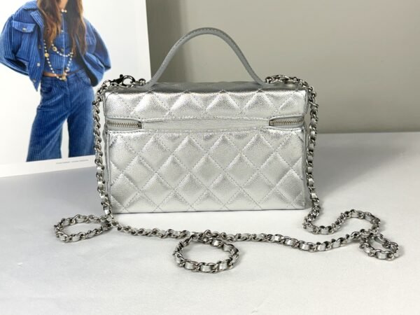 Chanel 26P Silver Caviar Slim Vanity