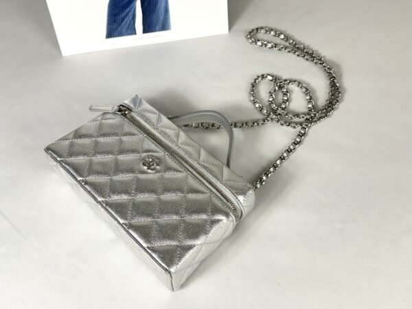 Chanel 26P Silver Caviar Slim Vanity