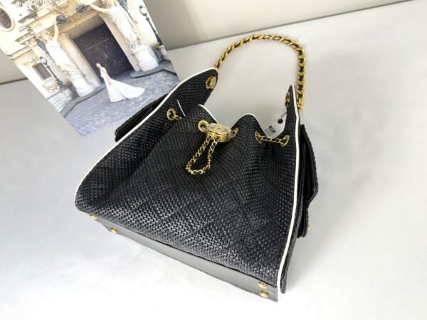 Chanel 26P Black Raffia Small 25 Bag