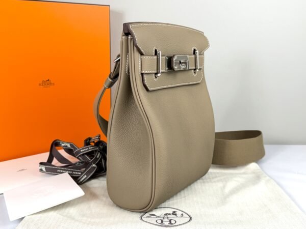 Hermès Etoupe Togo Leather Hac a Dos PM Backpack with Palladium Hardware