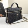 Chanel 26P Dark Blue Denim Slim Vanity with Light Gold Hardware