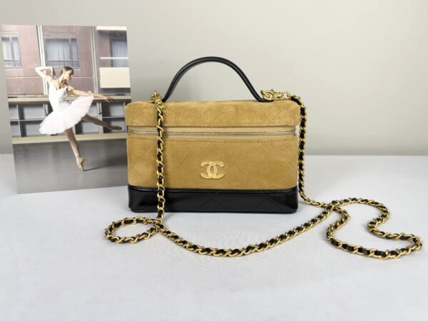 Chanel 26S Beige Suede Slim Vanity