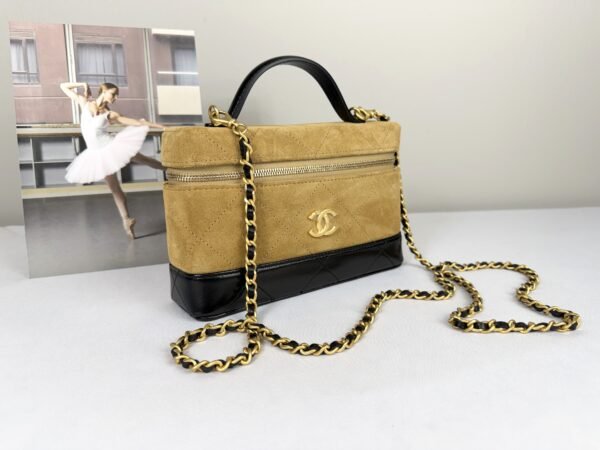 Chanel 26S Beige Suede Slim Vanity
