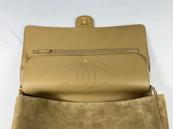 Chanel 26S Beige Suede Maxi Flap Bag