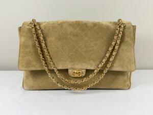 IMG_1078 Chanel 26S Beige Suede Maxi Flap Bag