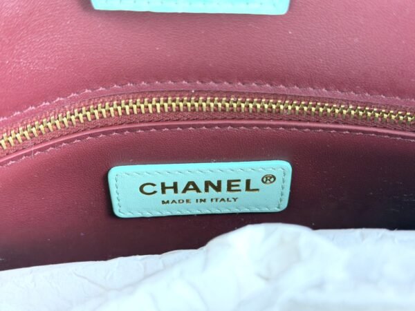 Chanel 26S Green Croc Print Shopping Tote