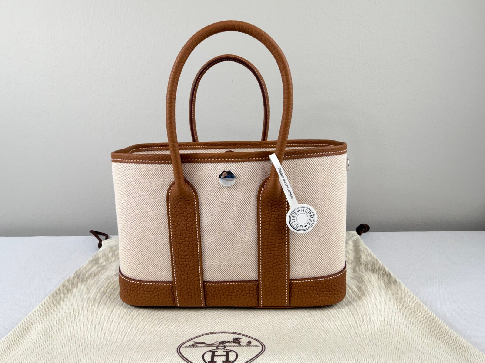 Hermes Canvas Mini Garden Party with Gold Togo leather
