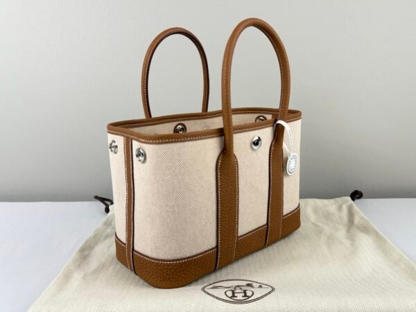 Hermes Canvas Mini Garden Party with Gold Togo leather