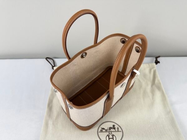 Hermes Canvas Mini Garden Party with Gold Togo leather