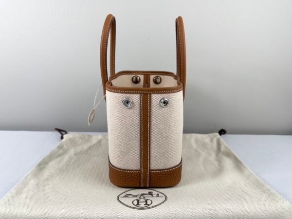 Hermes Canvas Mini Garden Party with Gold Togo leather