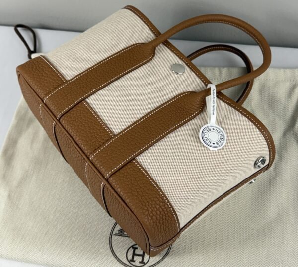 Hermes Canvas Mini Garden Party with Gold Togo leather