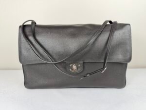 Chanel 26S Black Calfskin Preppy Coco Maxi Flap Bag