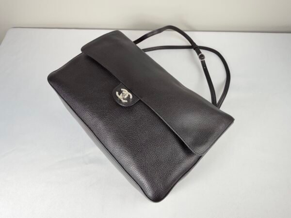 Chanel 26S Black Calfskin Preppy Coco Maxi Flap Bag