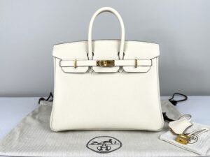 Hermès Craie Togo Leather Birkin 25 with Gold Hardware.