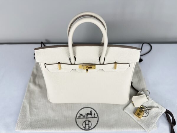 Hermès Craie Togo Leather Birkin 25 with Gold Hardware.