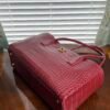 Chanel 26S Burgundy Croc Print Calfskin Shopping Tote