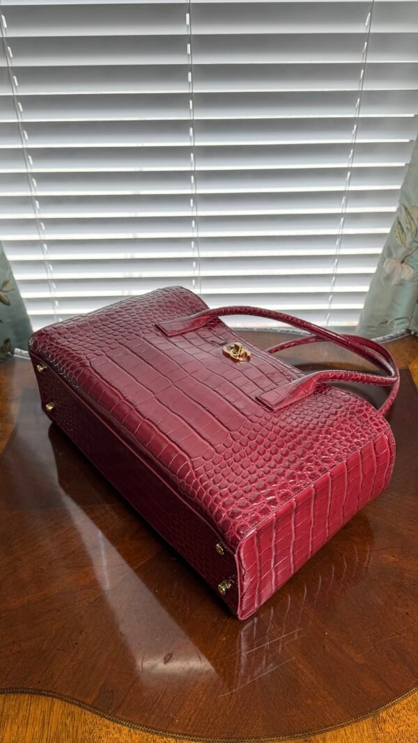 Chanel 26S Burgundy Croc Print Calfskin Shopping Tote