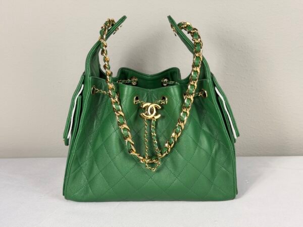 Chanel 26A Green Caviar Small 25 Hobo Bag with Shiny Gold Hardware