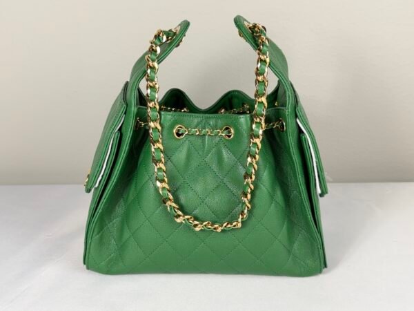 Chanel 26A Green Caviar Small 25 Hobo Bag with Shiny Gold Hardware