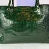 Chanel 26A Emerald Green Croc Embossed Shopping Tote