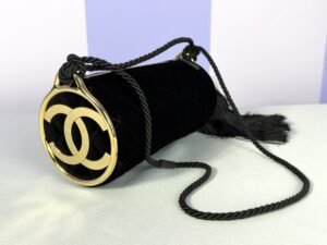 IMG_3083 Chanel 26A Black Velvet Tassel Clutch