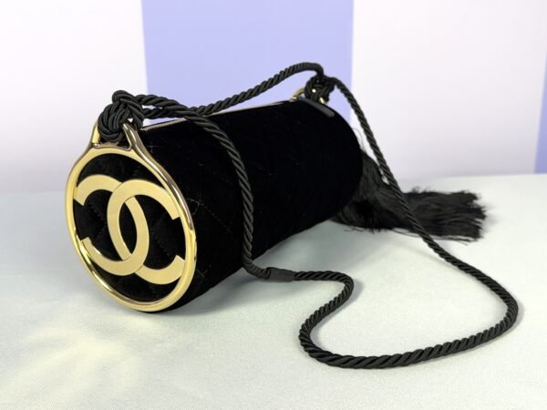 Chanel 26A Black Velvet Tassel Clutch