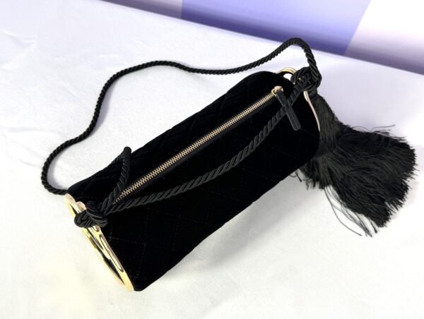 Chanel 26A Black Velvet Tassel Clutch
