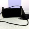 Chanel 26A Black Velvet Tassel Clutch
