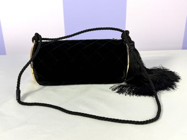 Chanel 26A Black Velvet Tassel Clutch
