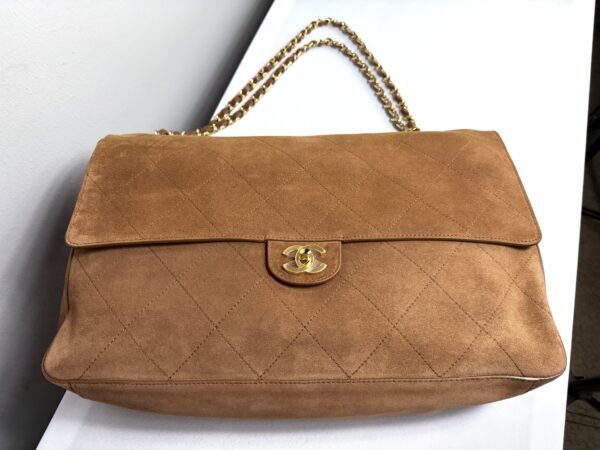 Chanel 26A Camel Suede Souplissimo Maxi Flap （Size : 16" x 10" x 5")