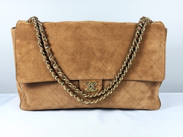 Chanel 26A Camel Suede Souplissimo Maxi Flap （Size : 16" x 10" x 5")