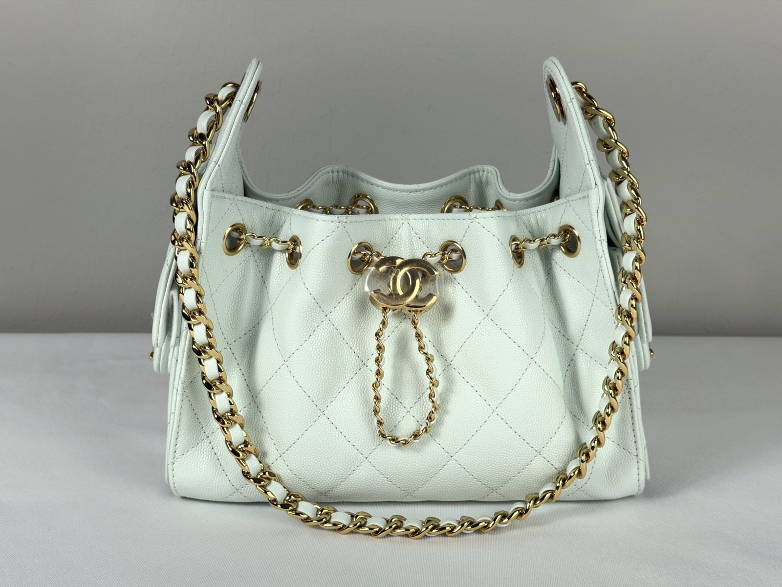 Chanel 26B Mint Caviar Mini 25 with Champagne Gold Hardware