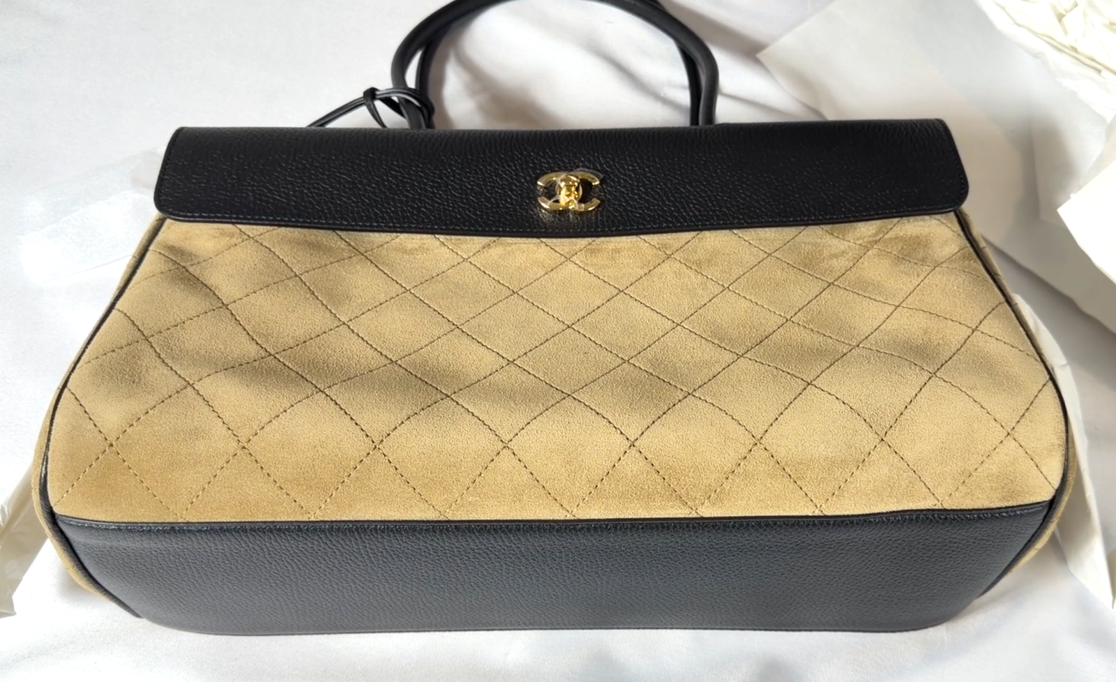 Chanel 26A Beige Suede Urban Essential Shopping Tote