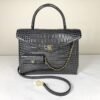 Chanel 26A Dark Grey Croc Embossed Fifth Avenue Tote