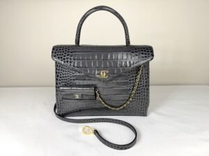 Chanel 26A Dark Grey Croc Embossed Fifth Avenue Tote