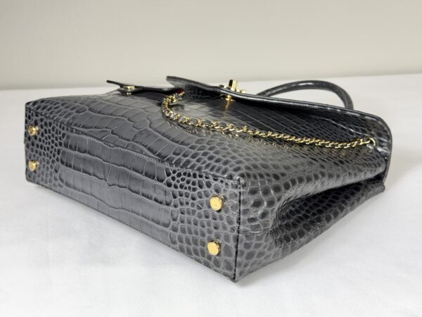 Chanel 26A Dark Grey Croc Embossed Fifth Avenue Tote