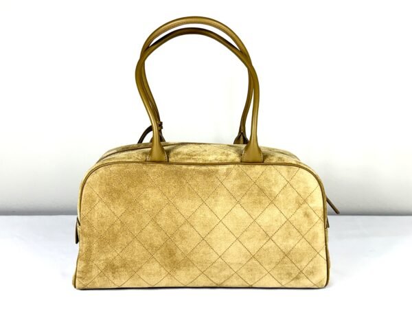 Chanel 26B Beige Suede Large Bowling Bag