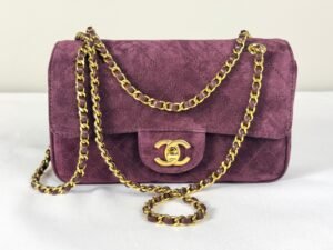 IMG_3718 Chanel 26B Burgundy Suede Souplissimo Rectangular Mini