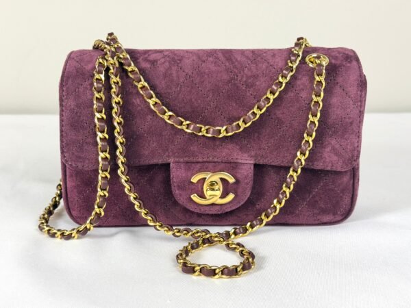 Chanel 26B Burgundy Suede Souplissimo Rectangular Mini